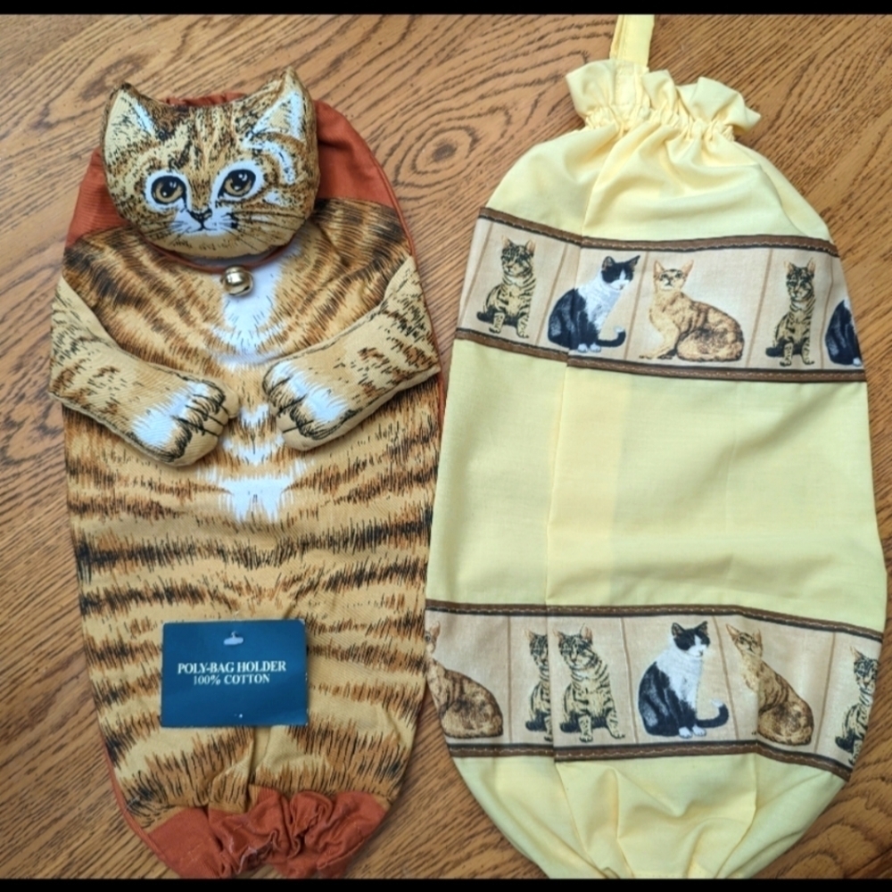 Cat Grocery bag holders, for shopping bag storage, new with tags